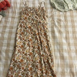 Holster midi sun dress orange floral camisole tank top dress summer